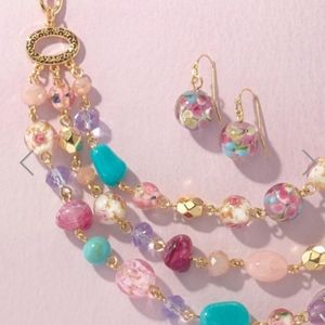 Spring bouquet statement necklace and earrings set